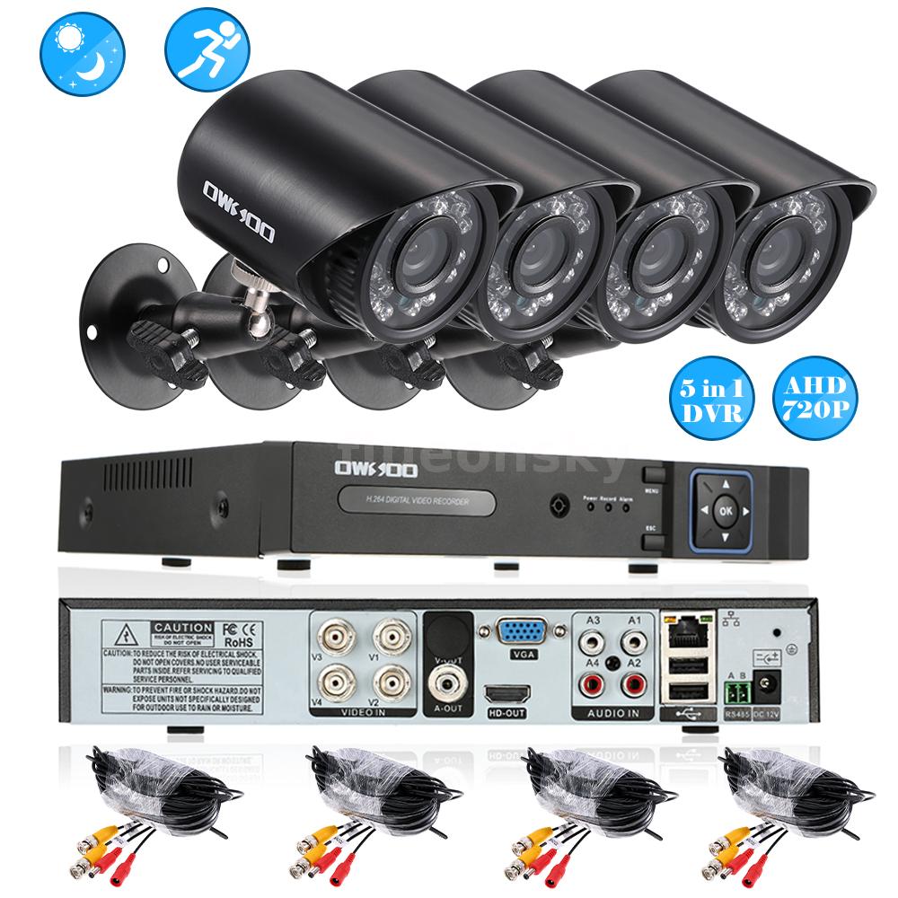 OWSOO H.265+ 4CH 5in1 1080P AHD DVR CCTV 1500TVL Camera Home